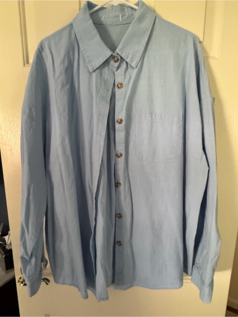 Light Blue Linen Button-Up Shirt